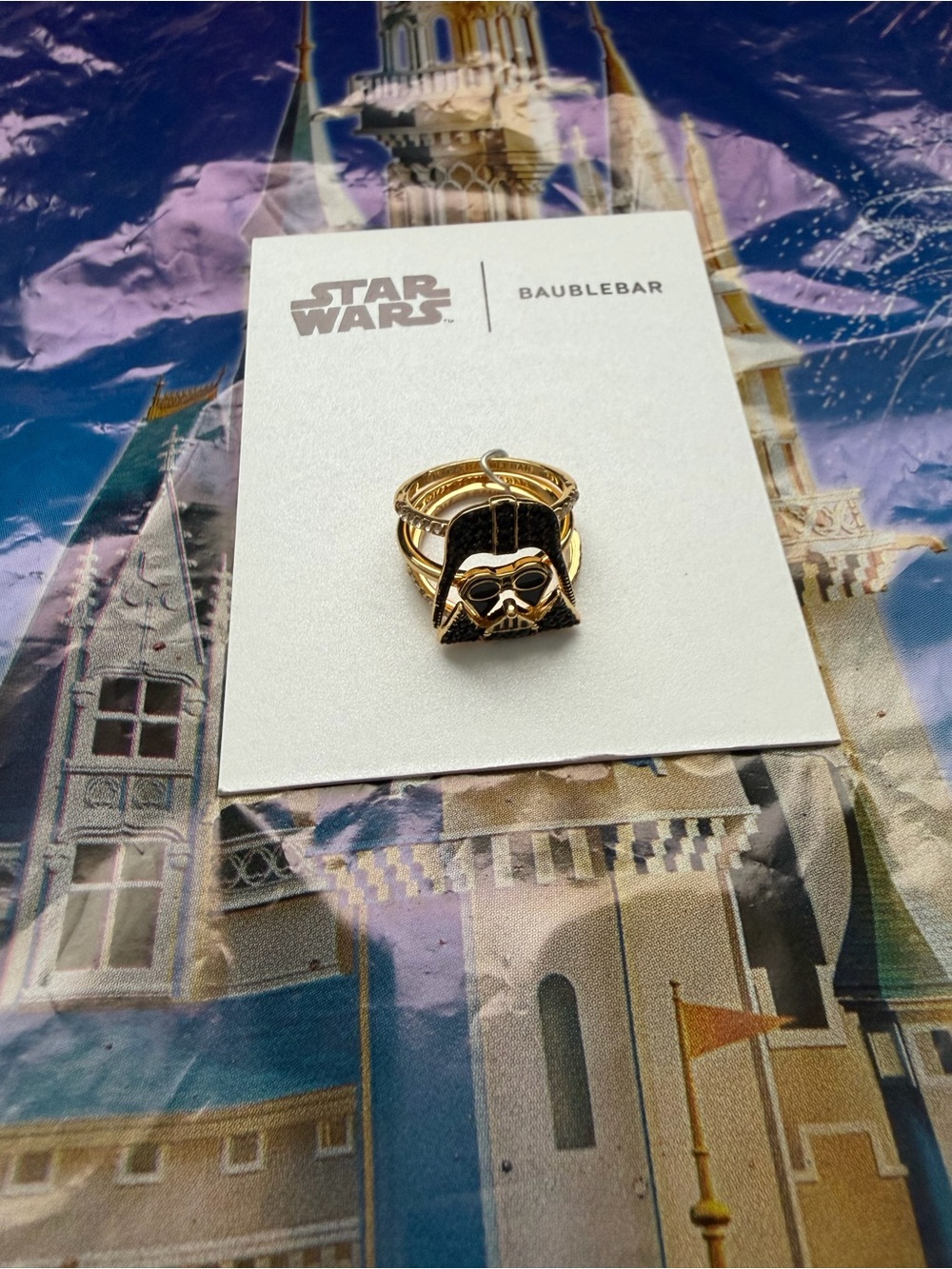 BaubleBar Gold and Black Darth Vader Ring